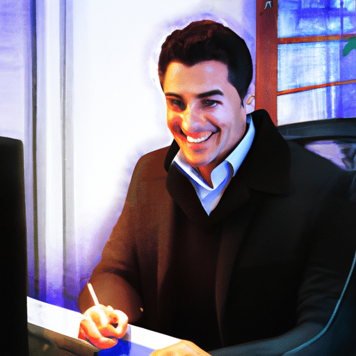 un homme souriant travaillant dans un bu 512x512 13303197